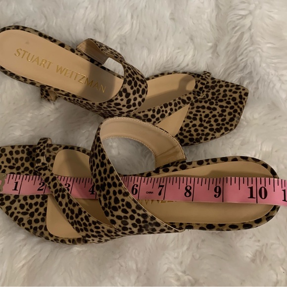 STUART WEITZMAN Lyla ladies cheetah print suede mule high heel sandals Size 11.5 - Picture 6 of 10